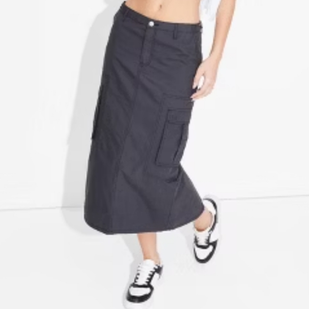 NWT Wild Fable Dark Gray Maxi Cargo Skirt Size XXL